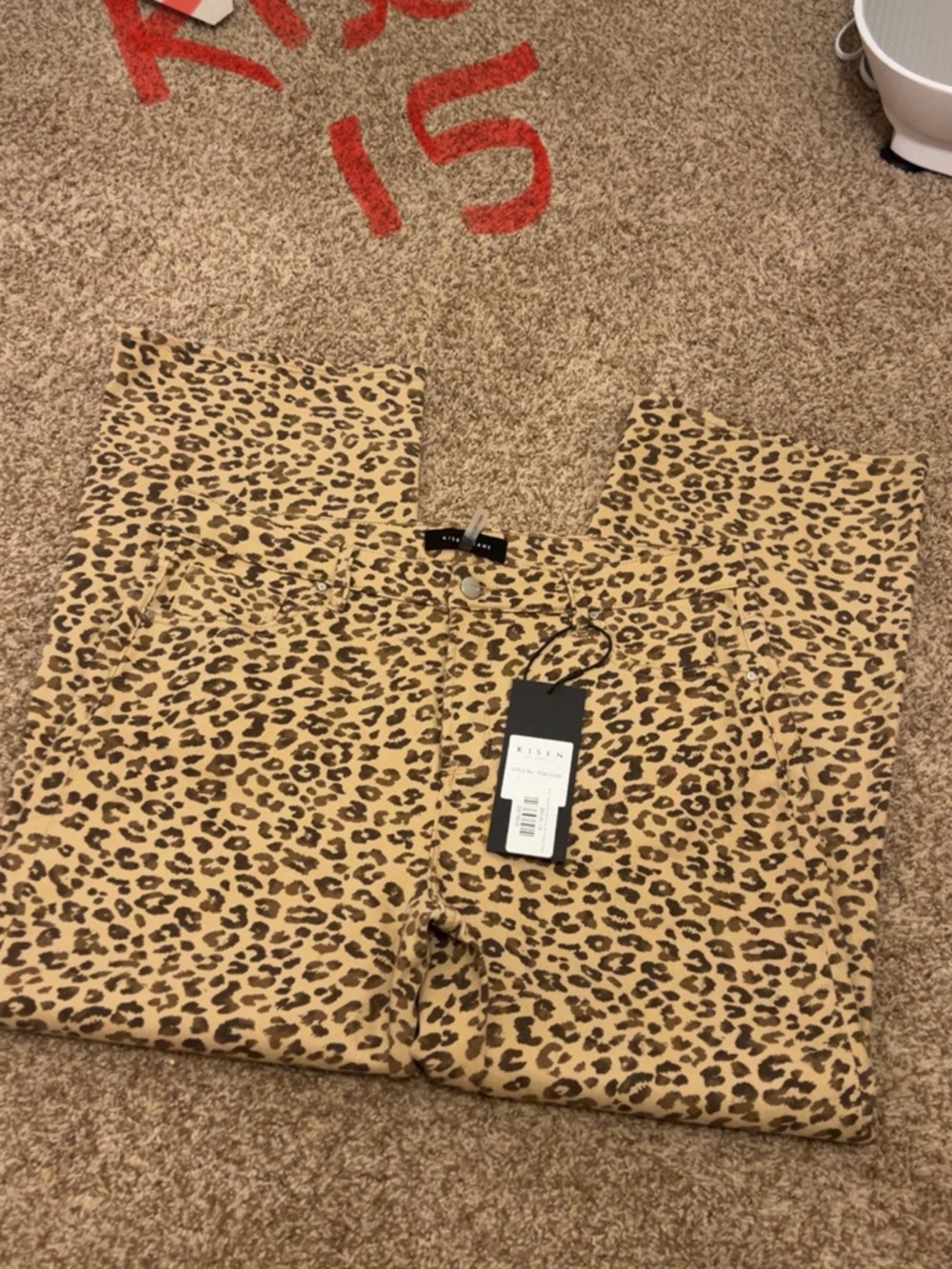 Risen Leopard Print Ankle Jeans in Tan